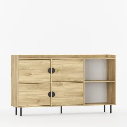 Regał-SIGI-biurowy-SRPRO2-castello-rind-czarny-nogi-czarne