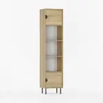 Moderne reol med to dører og hyller.