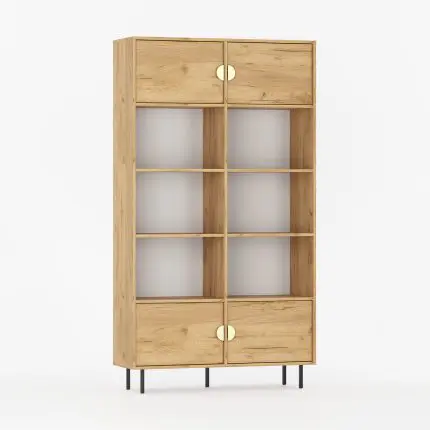 Skreddersydd reol med fire dører.