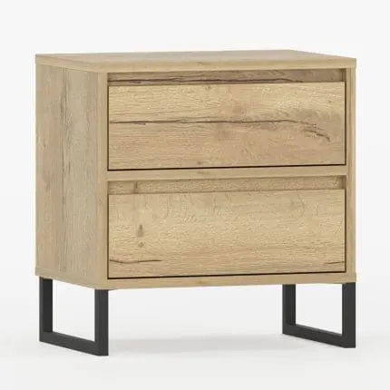 Nattbord med to skuffer og ben.