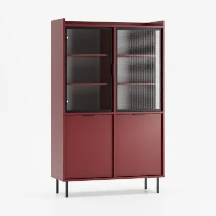 Vitrineskap med glassdører og romslig oppbevaring