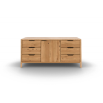 Skjenk i massivt oljet tre med en dør og seks skuffer.