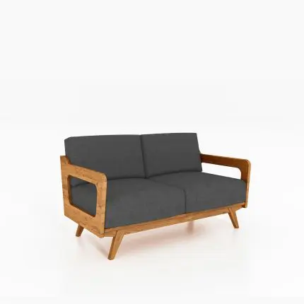 RETRO 3-seters sofa med trestamme og polstring i valgfri farge – skandinavisk retrodesign.