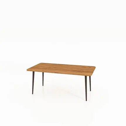 Sofabord KULA i oljet tre med slanke svarte metalben – enkelt og lett design i naturlige materialer.