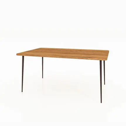 Spisebord KULA med rektangulær bordplate i massivt tre og slanke svarte ben – lett, elegant og tidløst.