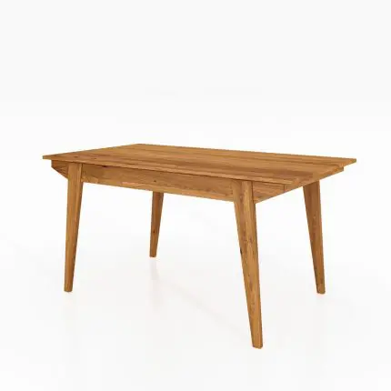 RETRO spisebord i massivt tre med skrå ben og mykt uttrykk – klassisk og moderne på samme tid.