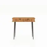 Toalettbord KULA i oljet tre med riflede skuffer og svarte, slanke ben – ideelt for soverom eller entré.