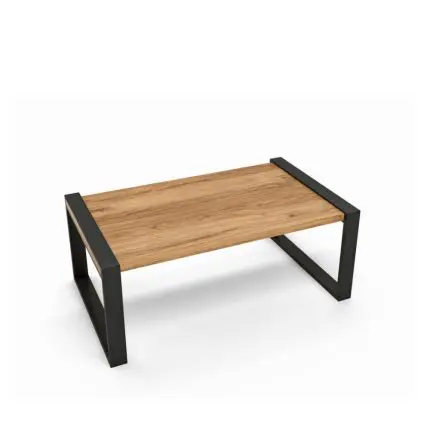 Sofabord CAPPA med rektangulær bordplate og karakteristiske ben i pulverlakkert stål. Tidløst og lavt design.