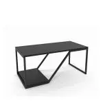 Sofabord HARROW med grafisk metallstativ og rektangulær plate – moderne design med arkitektonisk uttrykk.