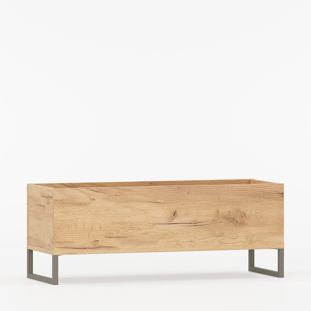 Plantekasse med metallben og tilpasningsmuligheter.