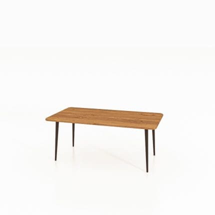 Sofabord KULA i oljet tre med slanke svarte metalben – enkelt og lett design i naturlige materialer.