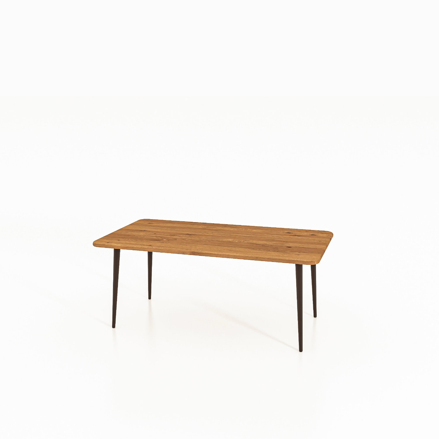 Sofabord KULA i oljet tre med slanke svarte metalben – enkelt og lett design i naturlige materialer.