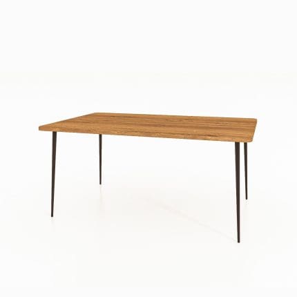 Spisebord KULA med rektangulær bordplate i massivt tre og slanke svarte ben – lett, elegant og tidløst.