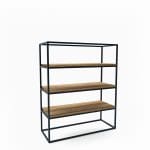 Kompakt åpen reol med tre trehyller og svart metallramme – modell NEWTOWN MINI