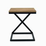Sidebord LARGO X med kryssformet svart metallstativ og mørk trelook-bordplate – moderne og geometrisk design