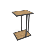Sidebord DECKER i svart metall med to trelook-plater – minimalistisk design med bunnhylle